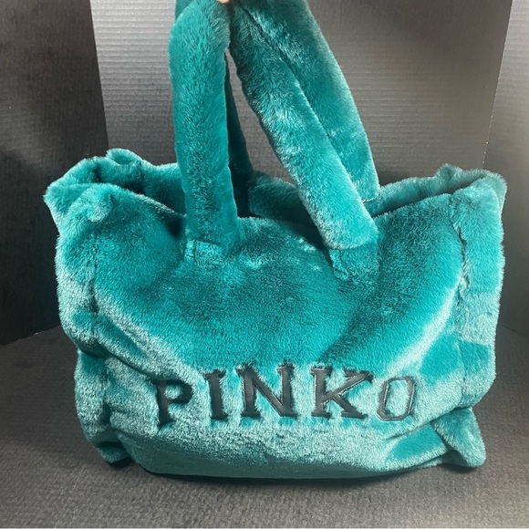 GREAT GIFT! HOST PICK!! BNWT Pinko Debossed faux fur plush tote green PRICE FIRM - Picture 3 of 16